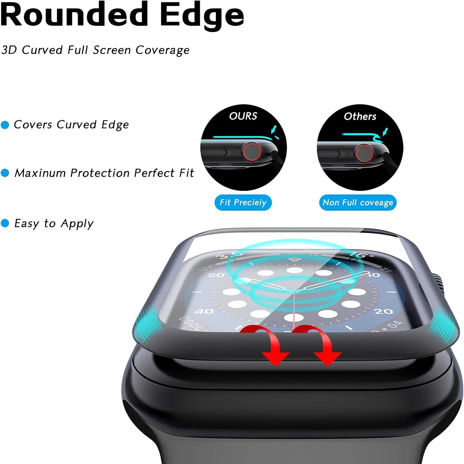 5 Stück Schutzfolie für Apple Watch 46 mm 42 mm 40 mm 41 mm 45 mm, gebogene Displayschutzfolien für iWatch Series 11 10 9 8 7 6 5 SE Ultra 49 mm – Detail 2