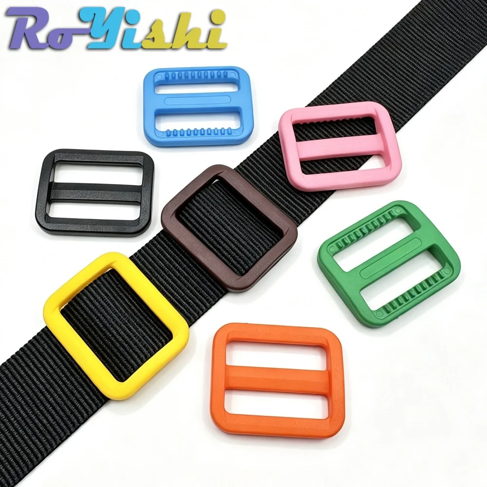RoYishi Mixed Color Plastic Tri Glide Slider Adjust Buckles 25mm For Dog Collar Harness Backpack Webbing Strap DIY Accessories