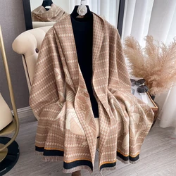 2024 Luxury Brand Two-Sided Jacquard Scarf pashmina Cashmere Soft Warm Fringe Pashmina Shawl Winter Coldproof Windproof Blanket