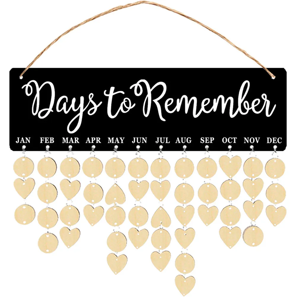 

Набор из 1 календаря для семейного планирования дней рождения с деревянными бирками, подвесной адвент-календарь для декора стен, подарки для бабушек и дедушек, напоминание о днях рождения своими руками