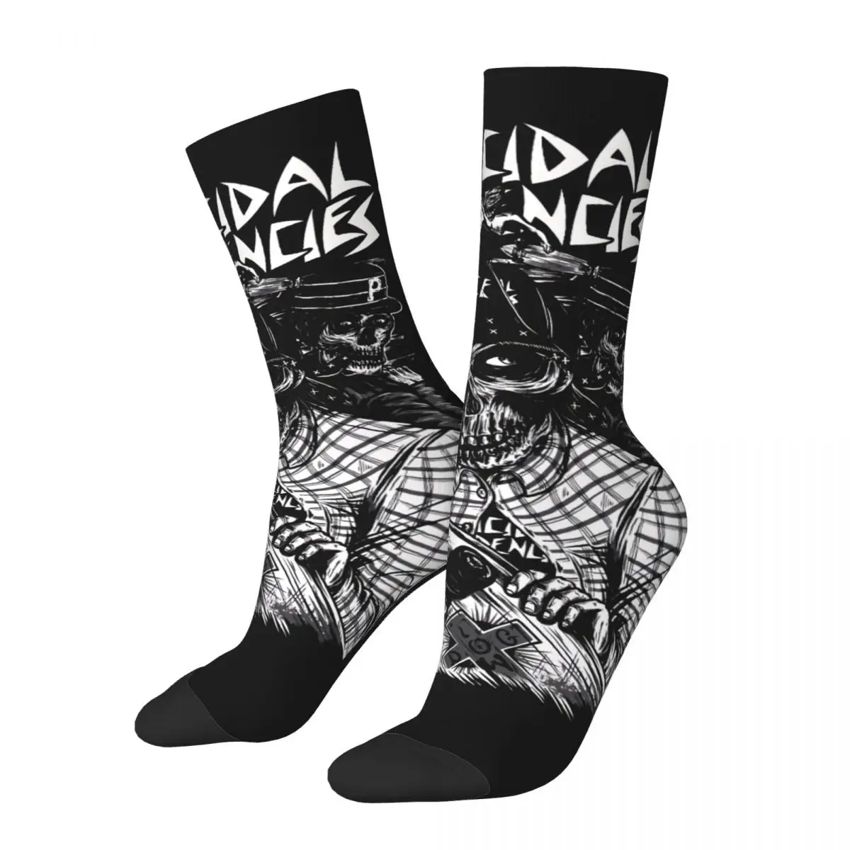 Funny Happy Men's compression Socks Suicidal Tendencies Classic Vintage Harajuku Heavy Black Metal Street Style Crew Sock