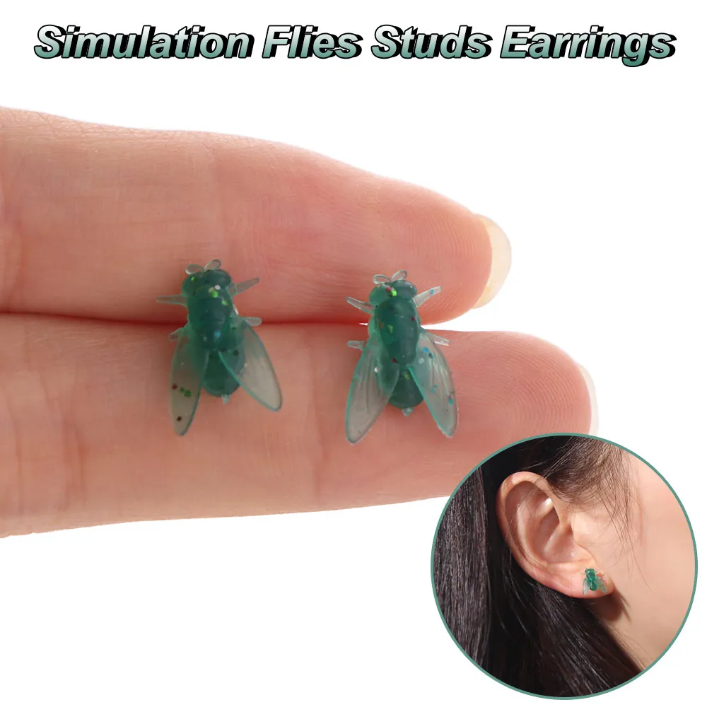 Gift Creative Flies Studs Earrings Simulation Funny Mini Fly Earrings Black Personality Mosquito Ear Stud Girls