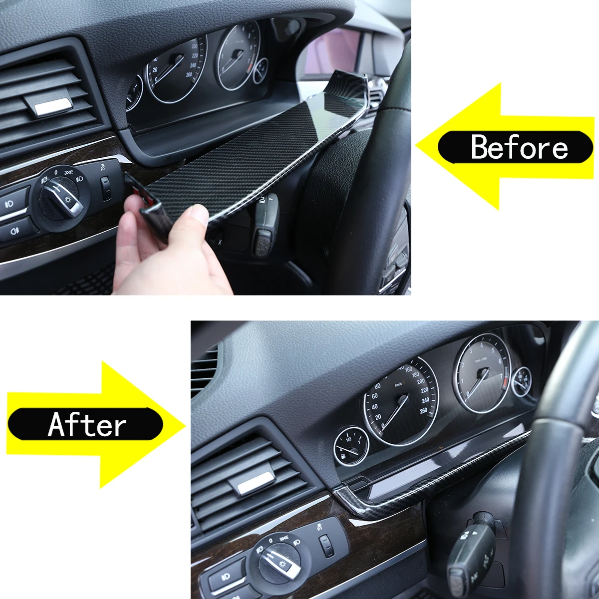 

For 2011-2017 BMW 5 Series F10 ABS Carbon Fiber Dashboard Display Decorative Frame Cover Sticker Car Interior Accessories