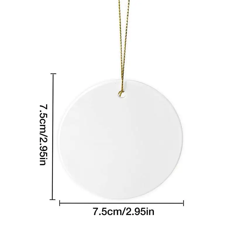 Sublimação ornamentos cerâmicos, Double Sides, Round Blank Pendant, Heat Press Printing, Decorações De Árvore De Natal, 25pcs