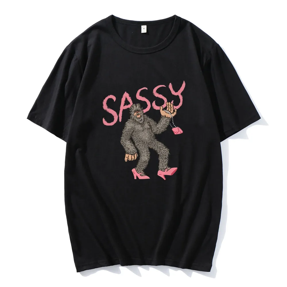 Sassy Sasquatch T-shirts Graphic Printing Pure Cotton Round Neck Tee-shirt Short Sleeve Casual Tshirts Camisetas Women/MenTops