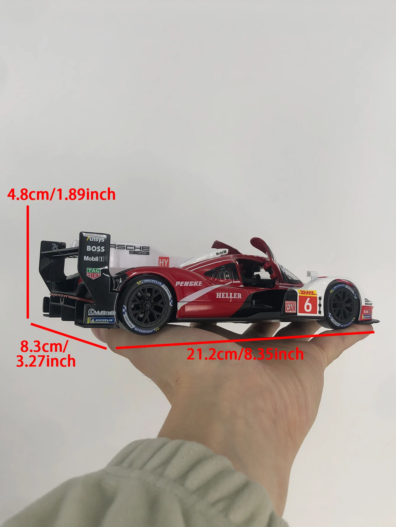 Bburago 1:24 Simulation Zinklegierung Porsche 963 # 6-Modellauto, statisches Ornament, Geschenkauto zum Sammeln aus Metall