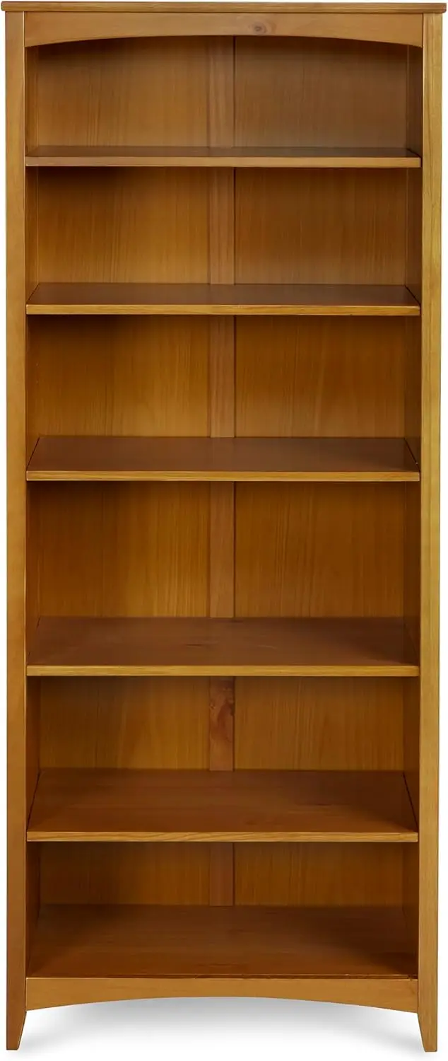 Shaker Style 6-Shelf Bookshelf / Solid Wood / 72-Inch Tall / Adjustable Shelves / Enclosed Backrest / Display Bookshelf