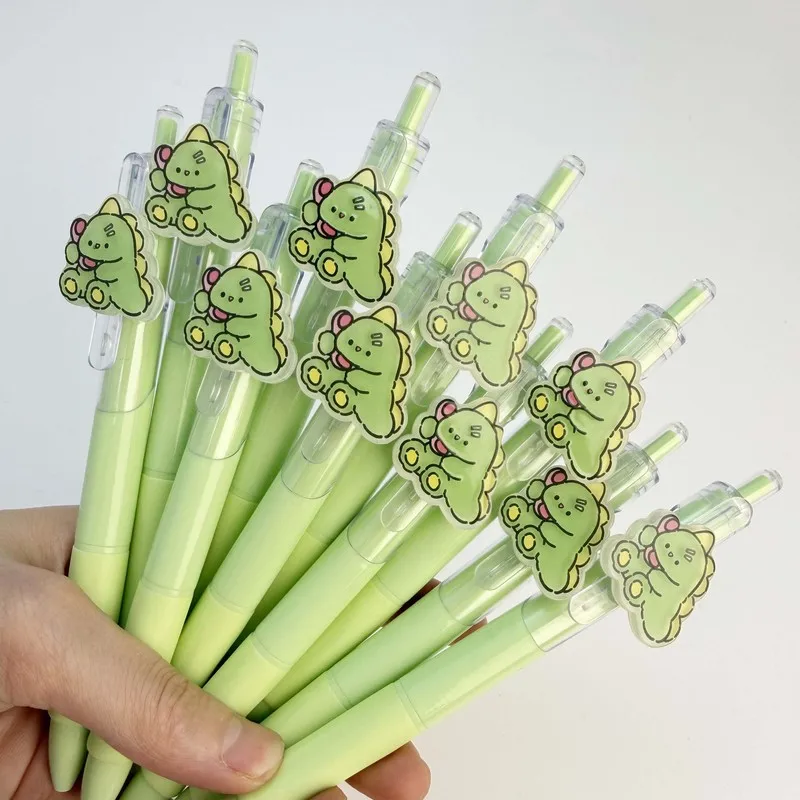 20/30pcs  Creative, simple, cute, green dinosaur-shaped retractable ballpoint pen Campus Design Back-to-School Season Little Din