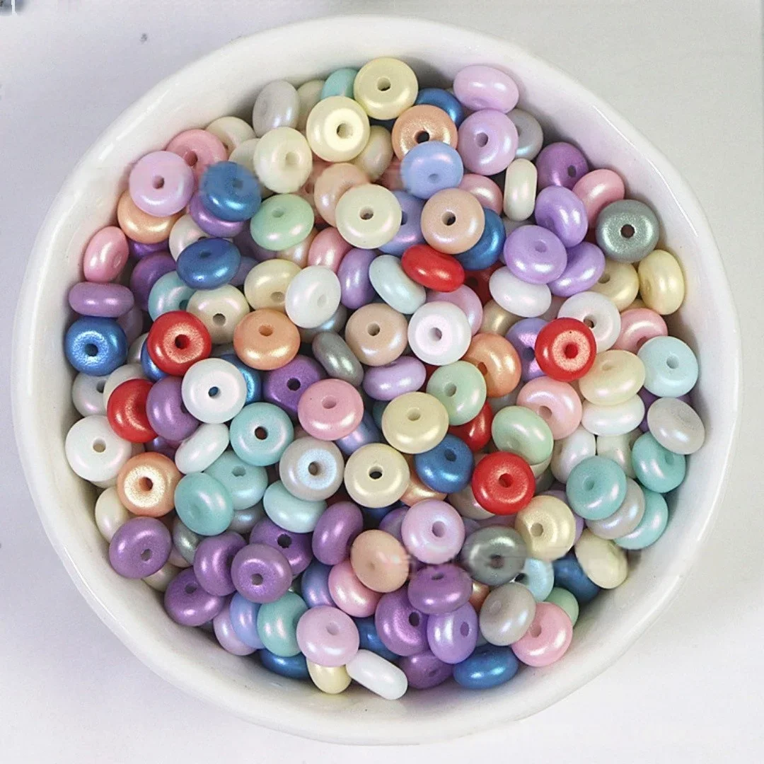 

3x6mm imitation pearl colored glass abacus beads, wheel beads, safety buckle, handmade DIY bead beads, loose beads 55pcs