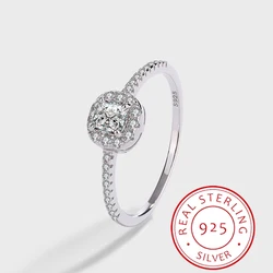Classic and Versatile Authentic S925 Silver Small Sugar Zirconia Full Diamond Ring, Fashionable and Simple