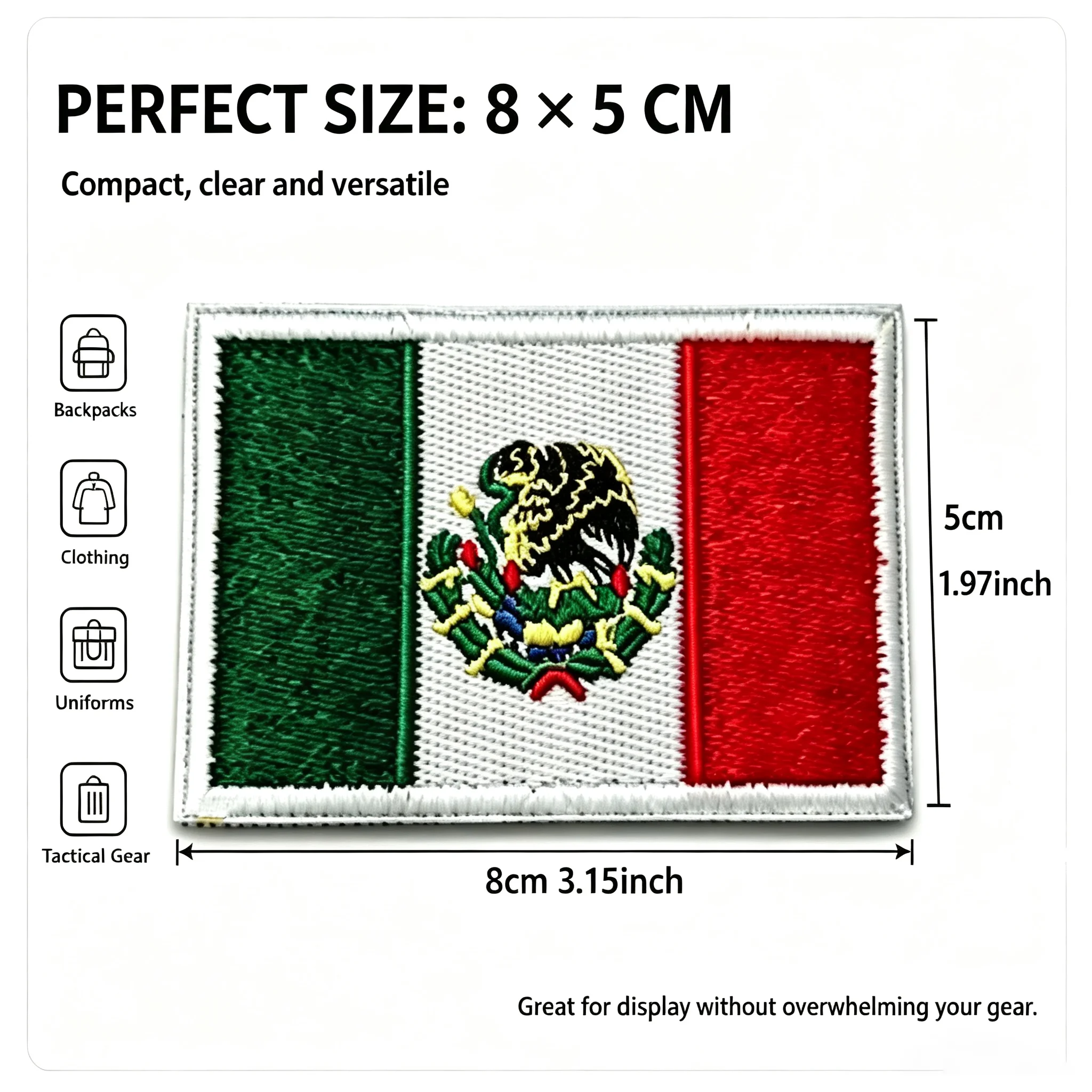 Mexican National Flag Embroidery Patch Hook Loop Tactical Emblem Badge Clothing Backpack