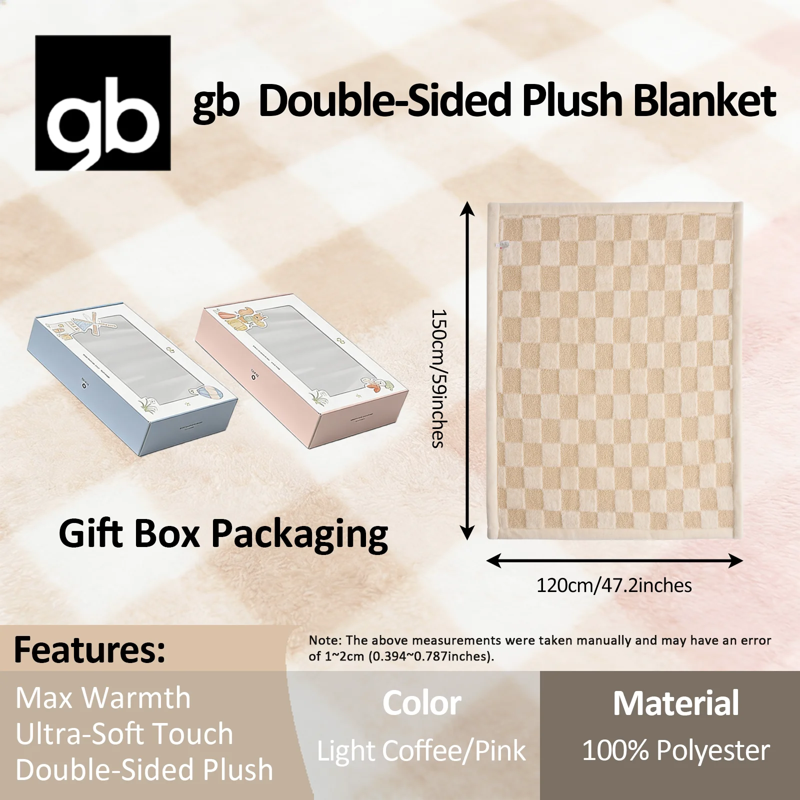 بطانية قطيفة مزدوجة الجوانب للأطفال من gb: ألياف دقيقة فائقة النعومة مع ربط معزز مقاس 3 سم للدفء الذي لا يهرب