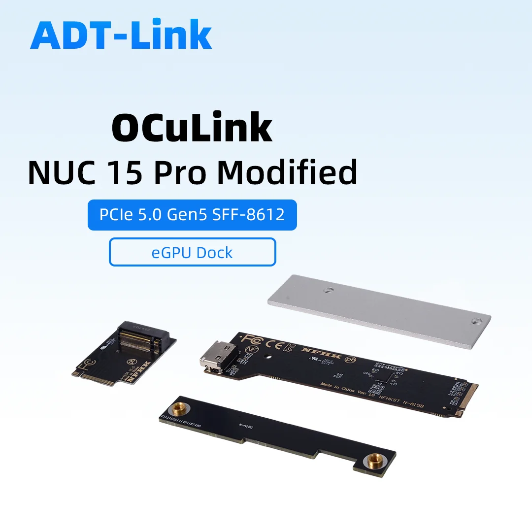 Black Thick Version Mod Kit Adapter Card for ASUS NUC 15 PRO PCIe 5.0 Gen5 SFF-8612 Oculink External GPU Dock