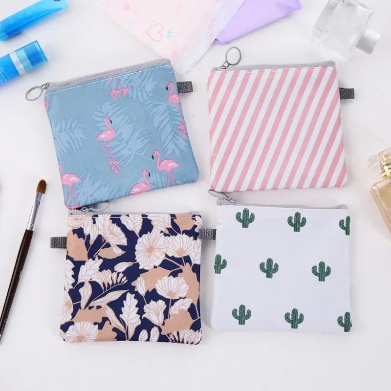 Women Lipstick Make Up Bags Cute Zipper Small Napkin Sanitary Pad Towel Pouches Storage Bags Cute Animal Printed Cosmetic Bag