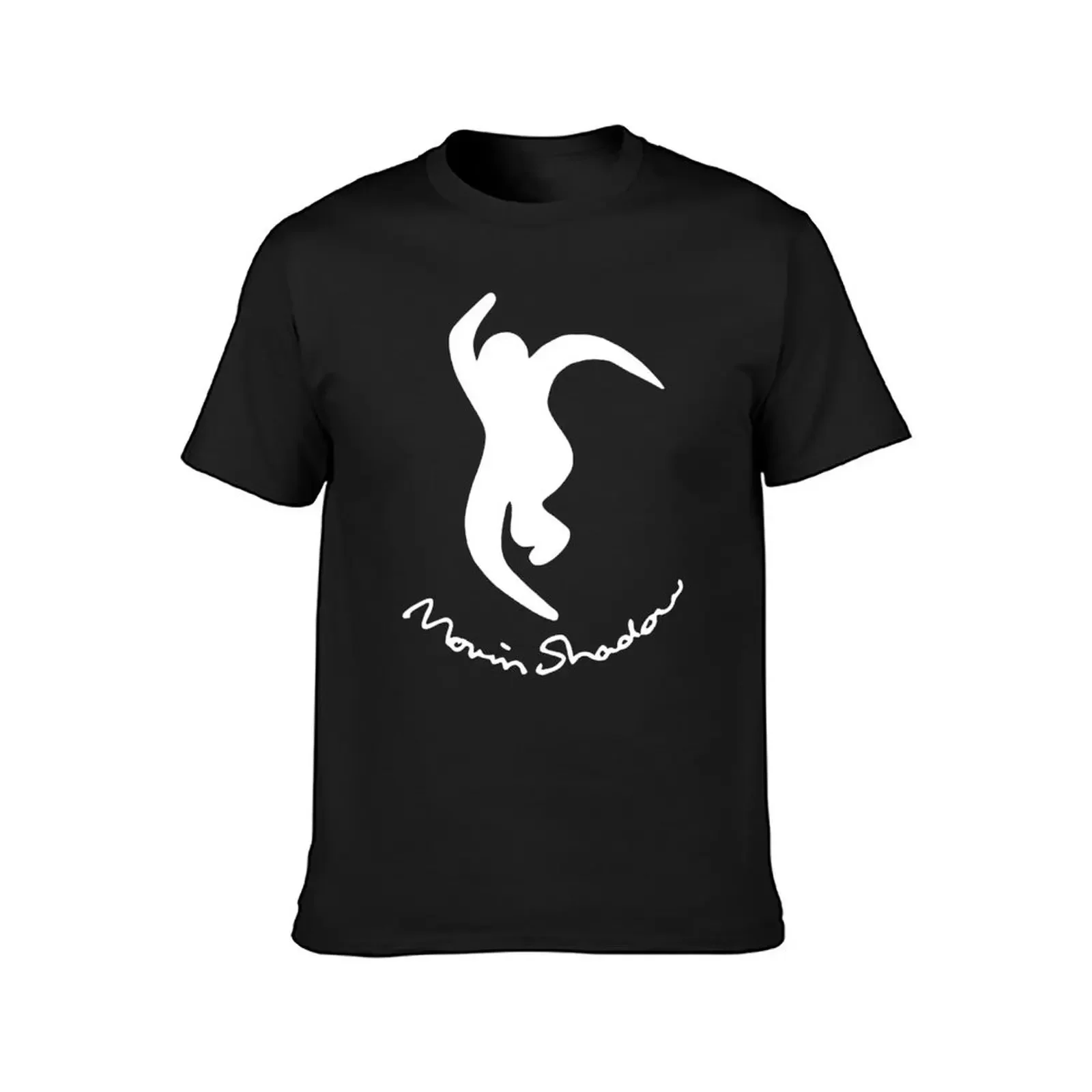 Camiseta con logotipo cursivo de sombra móvil para hombre, camisetas gralficas en blanco, ropa de anime