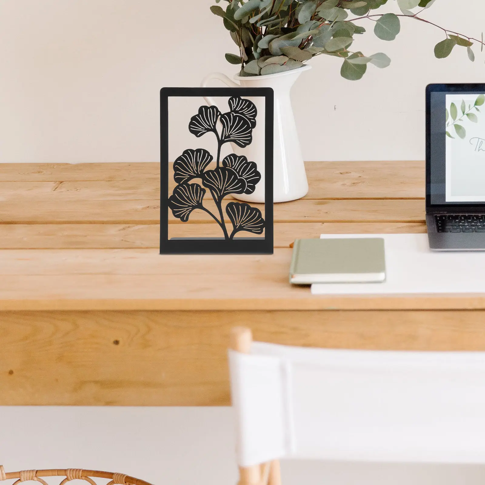 

2Pcs Ginkgo Leaf Bookends Metal Book End Heavy Duty Iron Desktop Organizer for Books Files Magazines Non-Slip Base Study Office