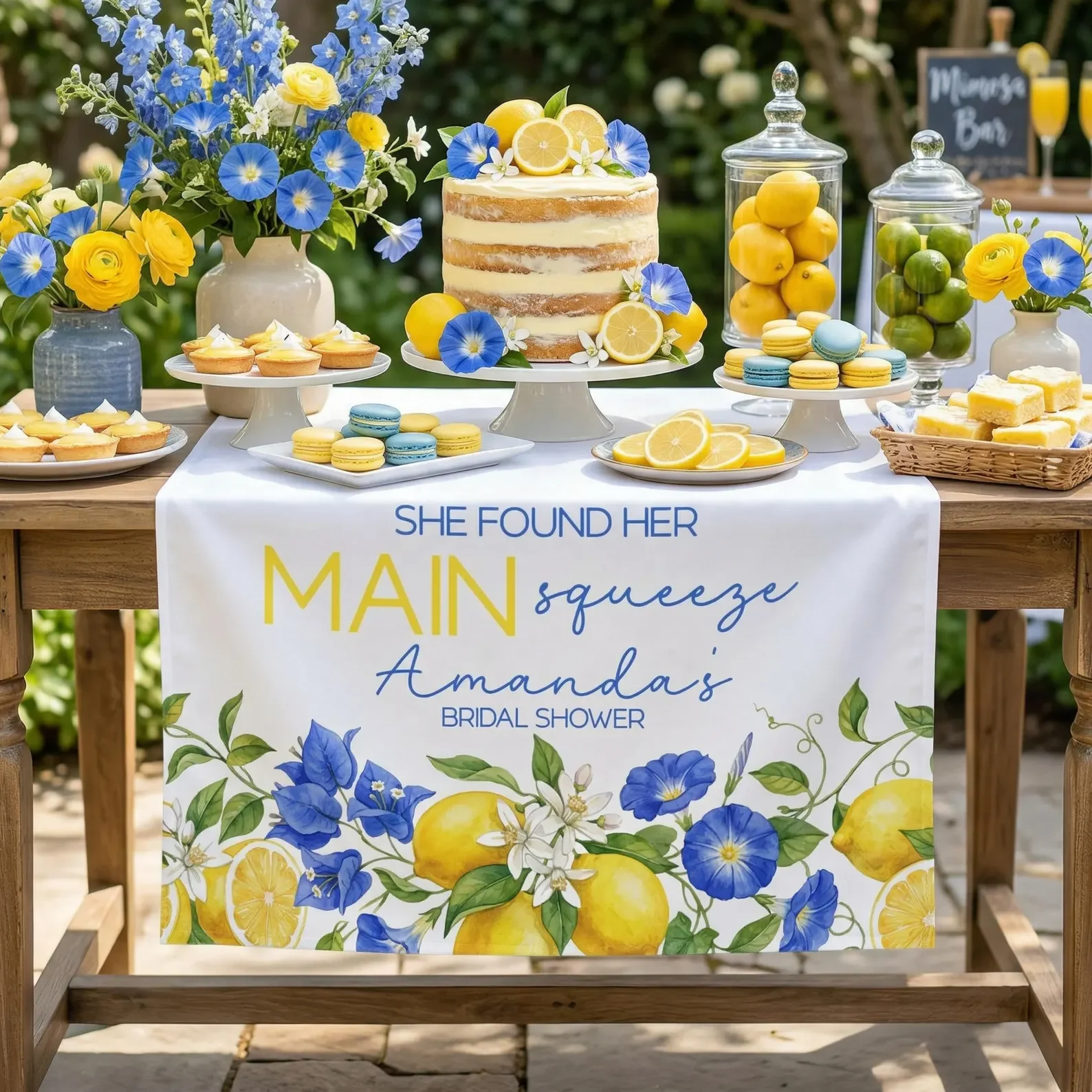 Main Squeeze Bridal Shower Table Runner She Found Main Squeeze Lemon Bridal Shower Decorations Citrus Bridal Shower Table Decor