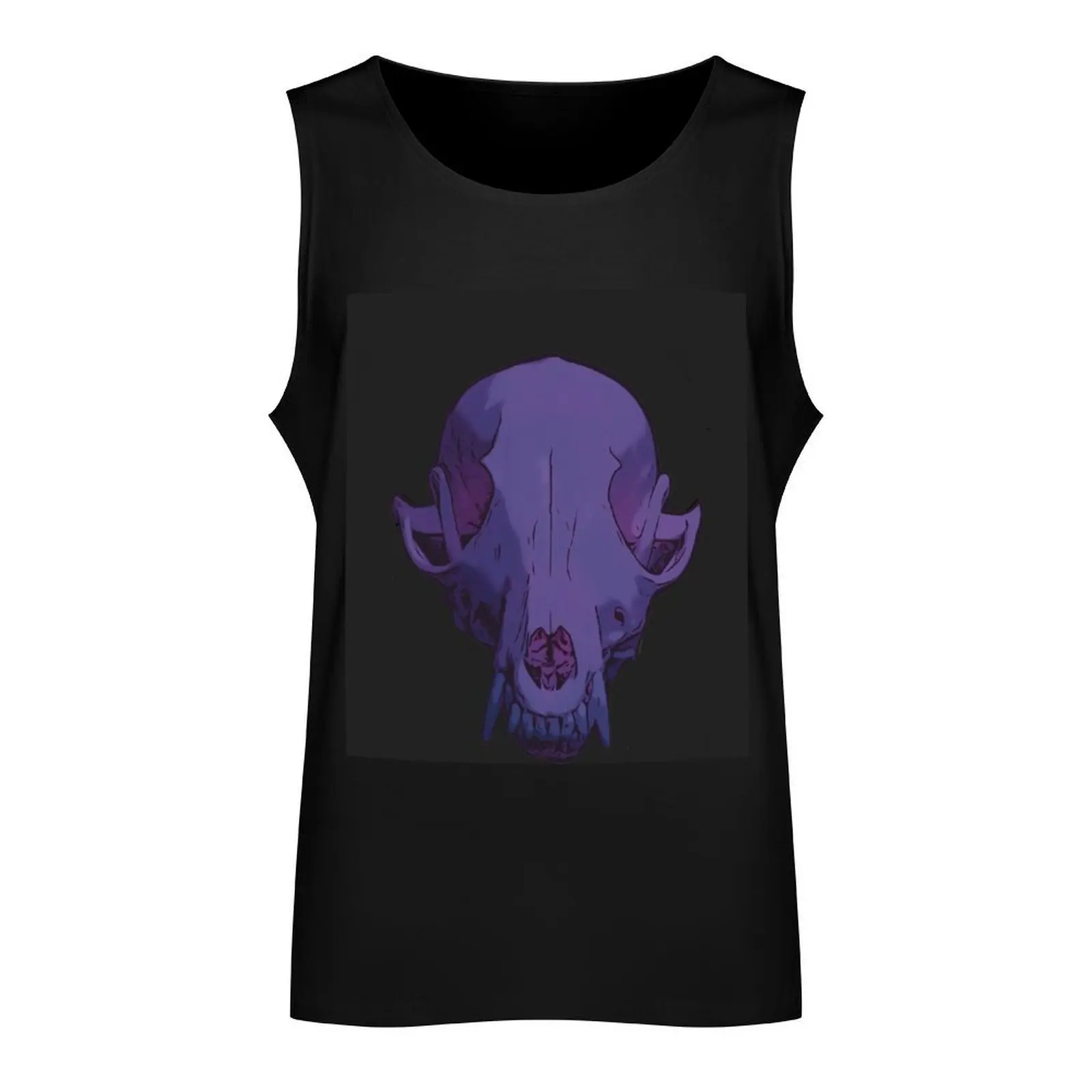 Neon Purple Fox Skull Graphic Little Shop of Oddities Tank Top sleeveless T-shirt male