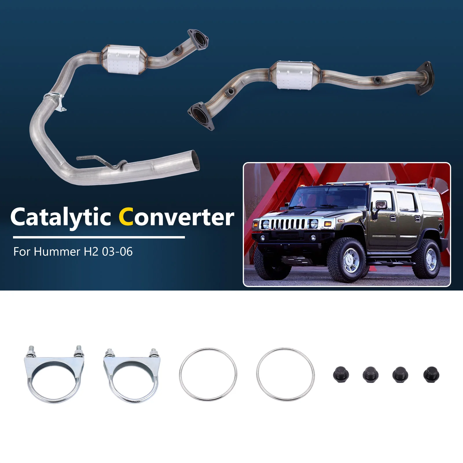 Automotive catalytic converter manifold connection pipe suitable for Hummer H2 2003-2006 three-way catalytic converter