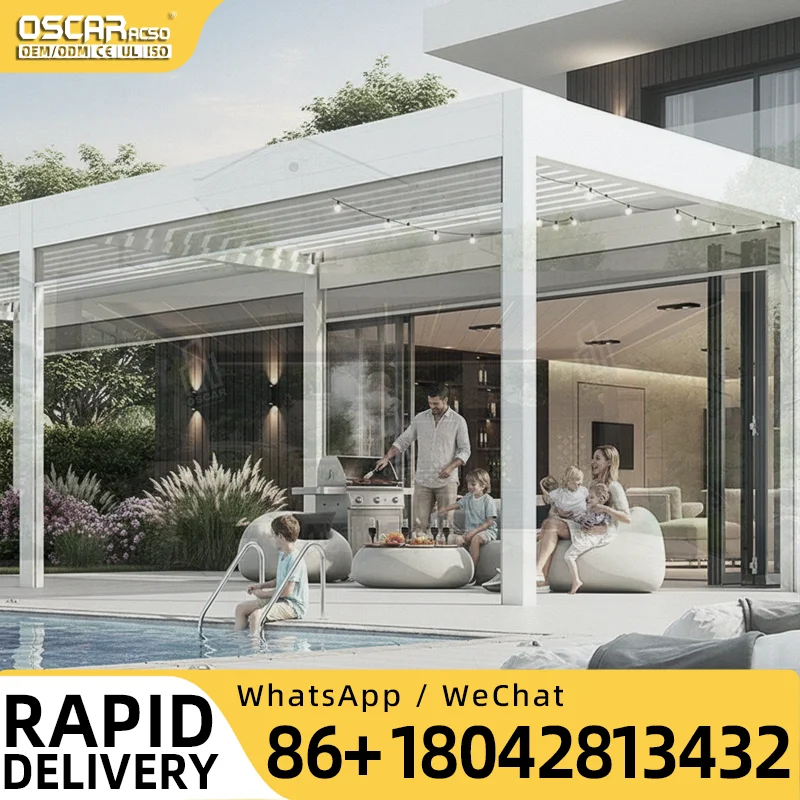 Manual Outdoor Modern Gazebo with Aluminium Louvered Roof for Sunshade Pergola in US Backyard Garden Patio pergola