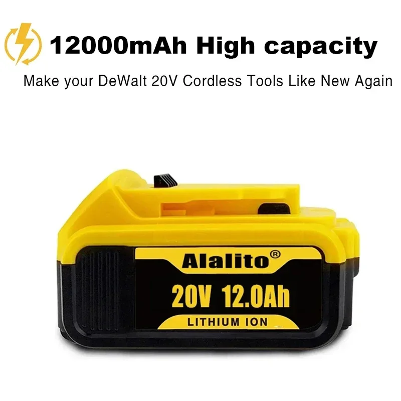 2024 20V 12.0Ah Battery Power Tool Replacement for DeWalt DCB205 DCB 206 DCB181 DCB182 DCB200 20V 12A 18Volt 20v Battery