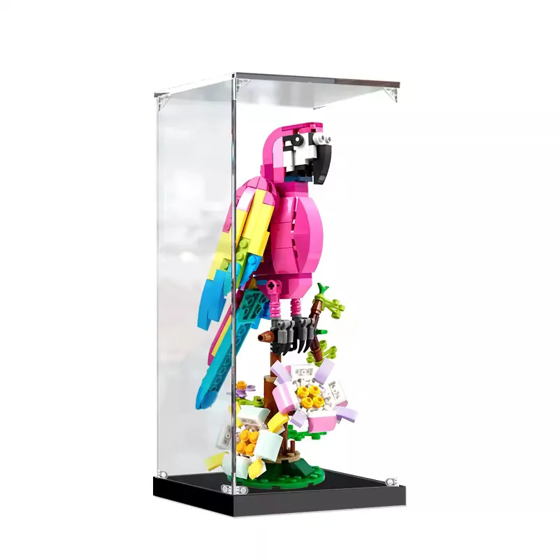 Acrylic Display Box For 31144 Pink Exotic Parrot Dustproof Clear Display Box Showcase Kid‘s Xmas Gift Not Include The Model