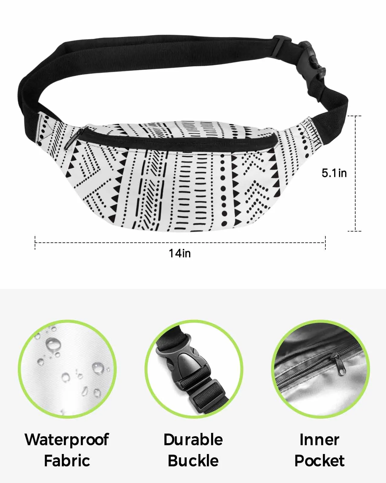 Vintage Farmhouse Bohemian Texture Phone Belt Bag Wallet Pouch Waterproof Banana Hip Bags Waist Bag Fanny Pack for Women Men