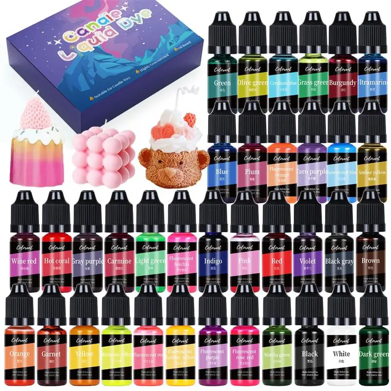 36Colors 10ml Candle Dyes Kit Liquid Colorant Pigment Set DIY Candle Making Supplies Aromatherapy Soap Soy Wax Dye Candles Craft