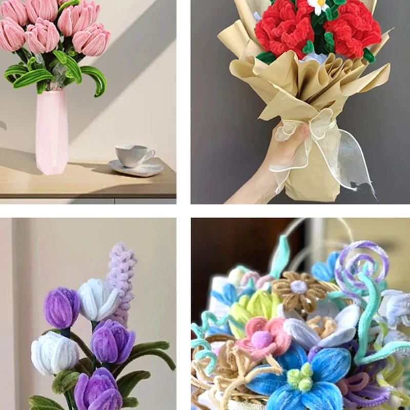 100szt Szenil Stems Toys DIY Strips Twist Bar Anvil Wire Craft Pipe Creative Hobby Children Plush Stick Chenille Sticks 