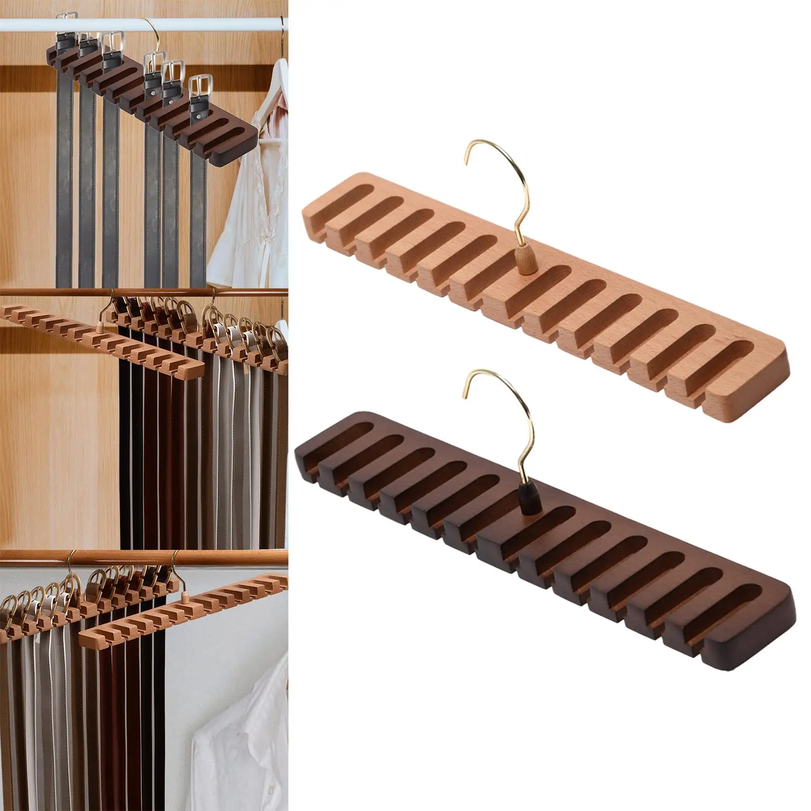 Organizer Rack Wardrobe Portable Rotating Wooden Tie Belt Hanger for Closet