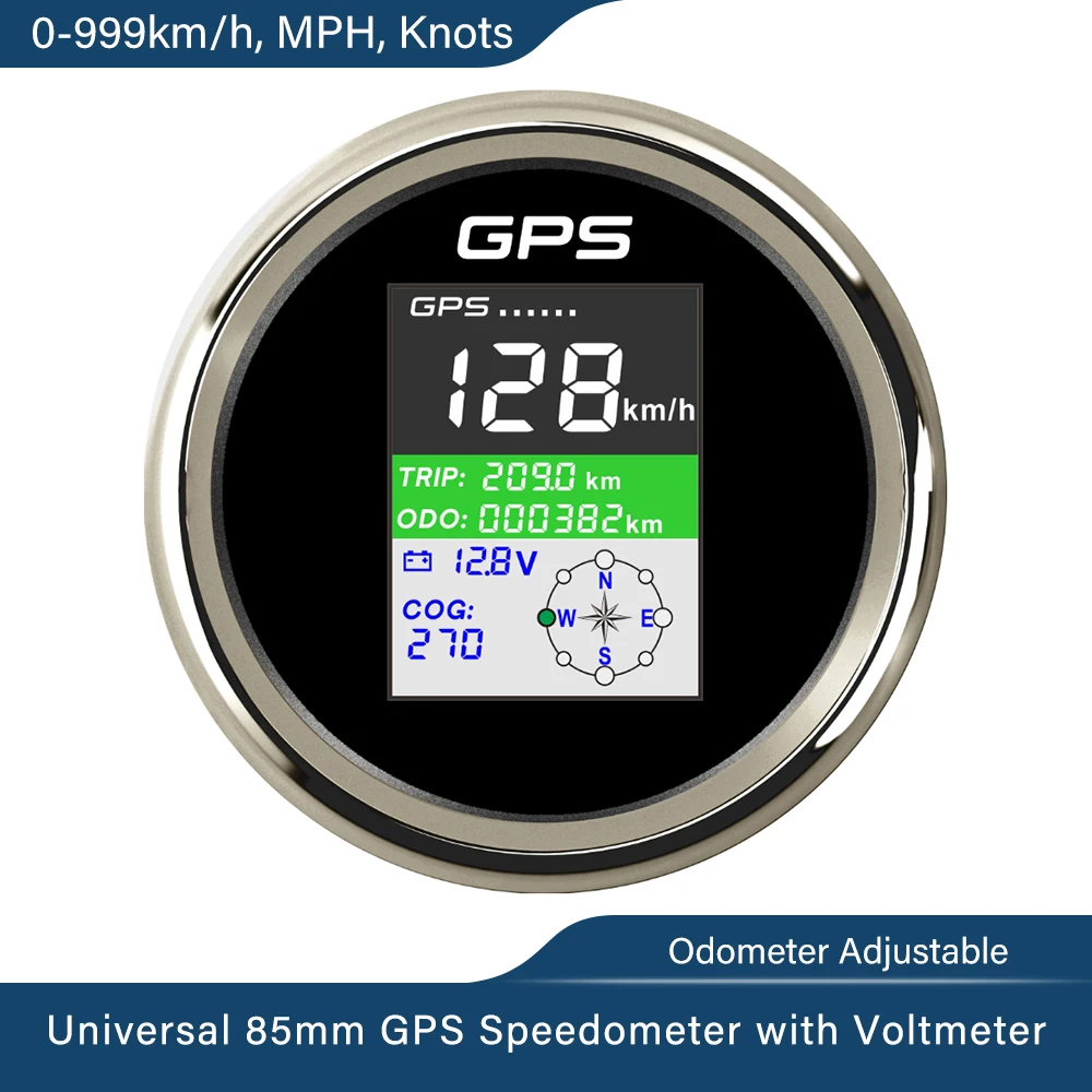 

ELING TFT экран 85 мм цифровой GPS спидометр 0-999 узлов KM/H MPH датчик напряжения для мотоцикла, автомобиля, лодки, универсальный 12 В 24 В