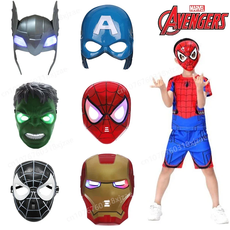 Disney Super-Heros Children's Light Mask Anime Figure Role Play Multi-hero Shine Face Masks Toy Kids Party Supplies Holiday Gift