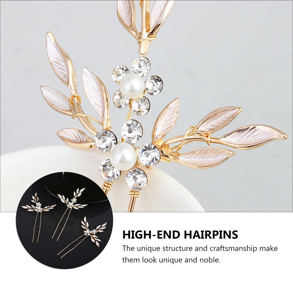 

3 pcs /Set Hairpins Sparkling Bridal Hair Accessories U-Shaped Alloy Headdresses Elegant Graceful Wedding
