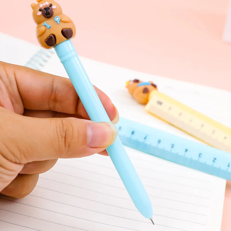 Capibala with Ruler Neutral Pen Creative Stationery Student Writing Tool Water-based Pen Office Measurement Signature Pen