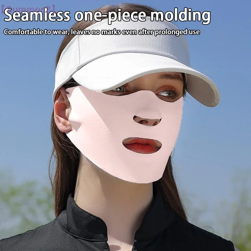 

【Xia2】Sun Protection Face Mask Reusable Breathable UV Face Shield Solid Color Washable Face Mask Summer Cycling Face Mask{S}