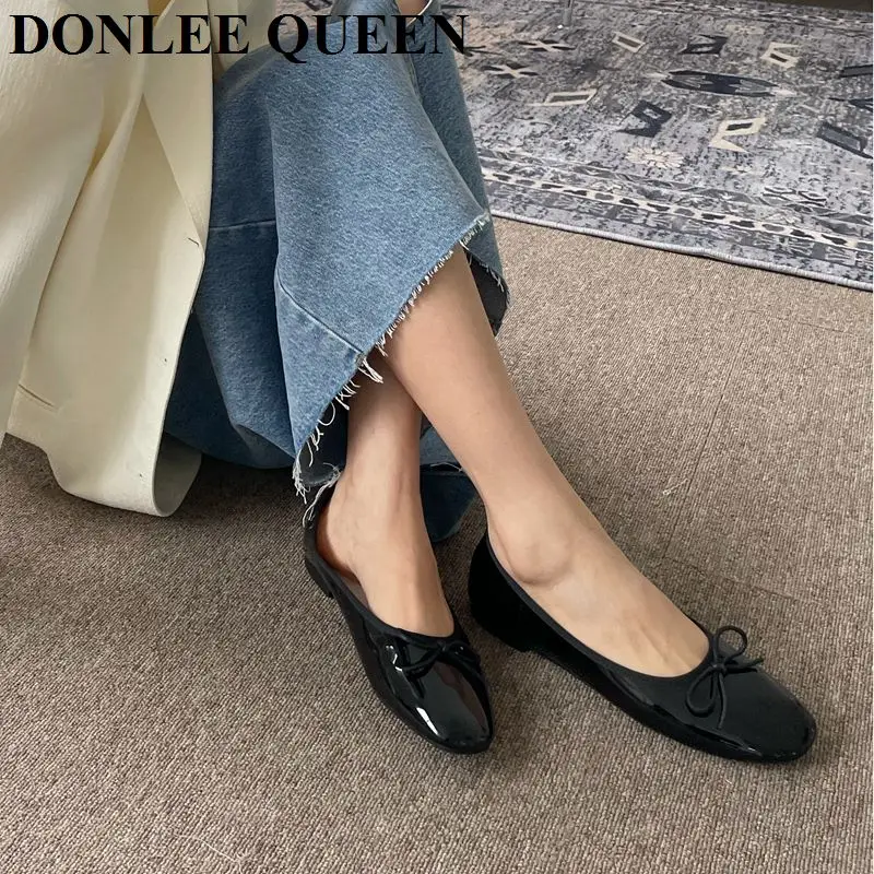 Women Flats Shoes Slip On Flat Casual Loafer Bow Knot Ballet Flat Ballerina Soft Moccasin Classic Brand Solid Color Female Mujer