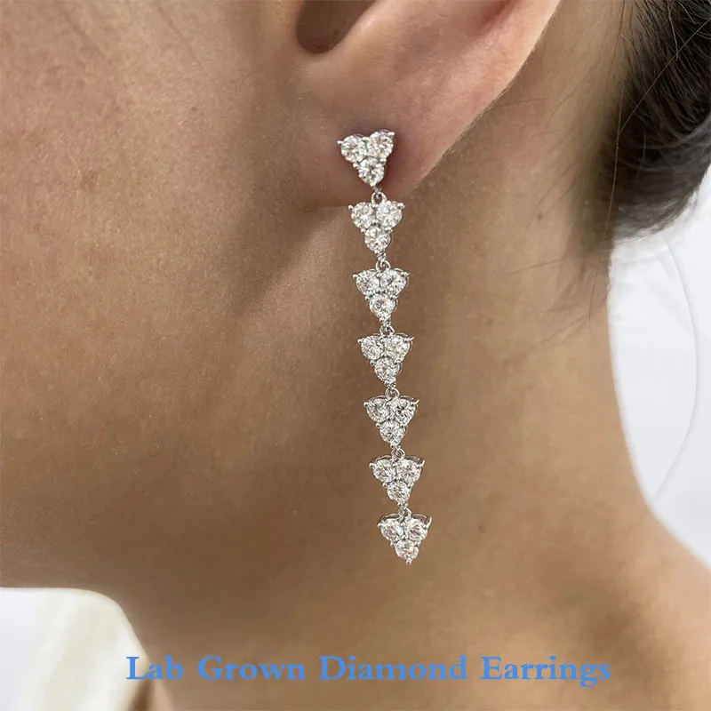 

Платиновые серьги-подвески 950, 3 карата, круглой огранки DEF VS-VVS, выращенные в лаборатории бриллиантами, подарок на день рождения, подарите ее