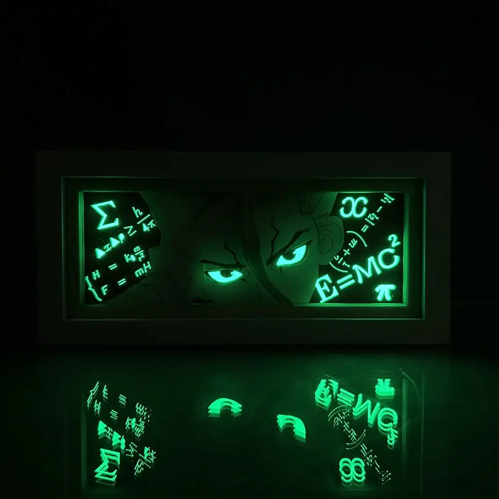 Anime Dr STONE LED Paper carved lamp Anime Figure Ishigami Senkuu 3D Night Light box bedroom Decoration bedside lamp Toy Gift
