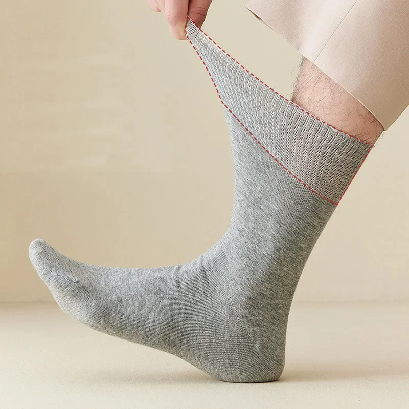 Calcetines cortos para hombre, además de calcetines grandes de algodón de negocios, sólidos, sueltos, absorbentes del sudor, antibacterianos, para maridos y padres, calcetines cálidos transpirables