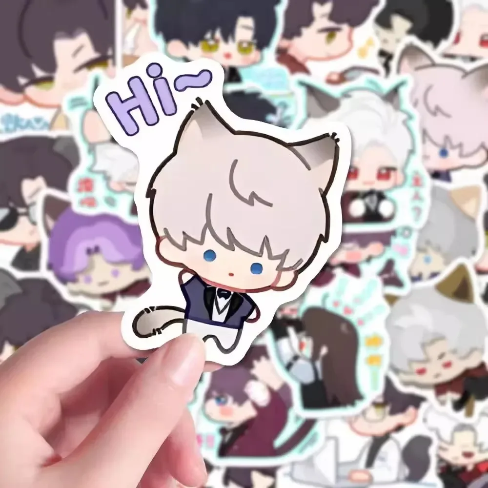 52 قطعة من ملصقات شخصيات الرسوم المتحركة Love and Deepspace Cat Tail Series ملصقات مقاومة للماء يمكنك صنعها بنفسك لأمتعة الكمبيوتر المحمول على الجليد