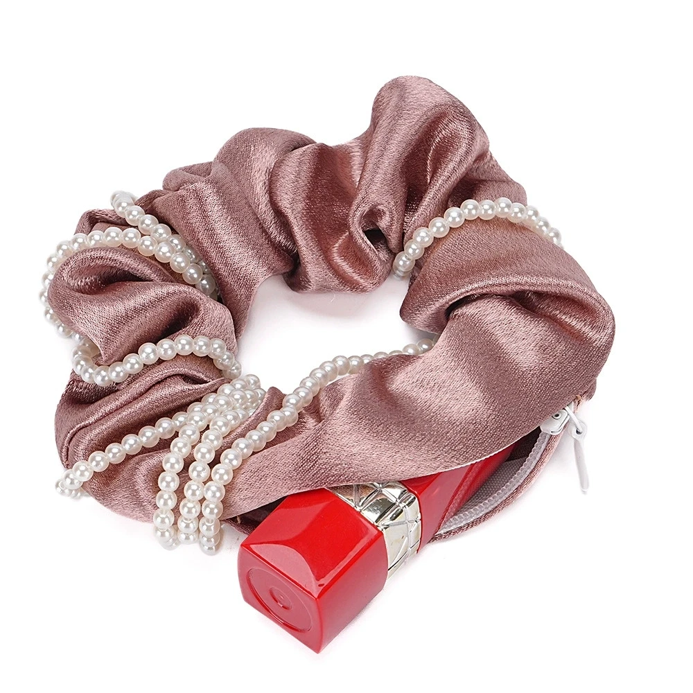 Hidden Portable Pearl Safe Sight Secret Hair Tie Storage Case Hide Key Cash Jewelry With Zipper Compartment For Travel Outdoor