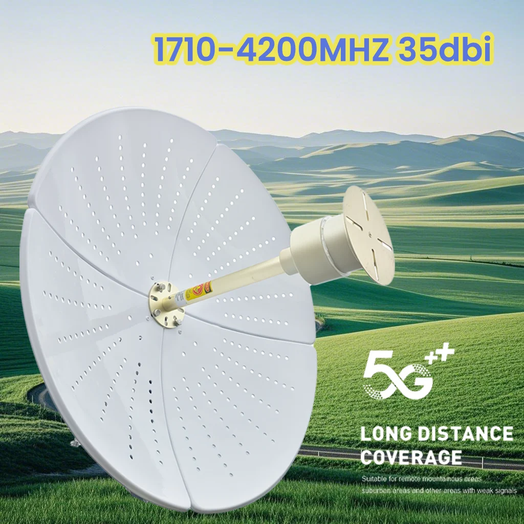 Long Range MIMO Parabolic Dish Grid Feed Hyperbolic Antenna 2*35dbi Communication Antenna Feeder 1700--4200mhz Mimo Antenna
