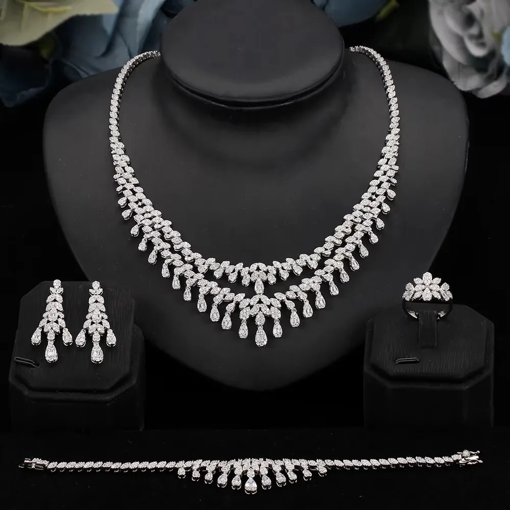 BrideTalk High Quality Full Jewelry AAA CZ Zirconia luxury earring Necklace for Nigerian women brides wedding in Dubai