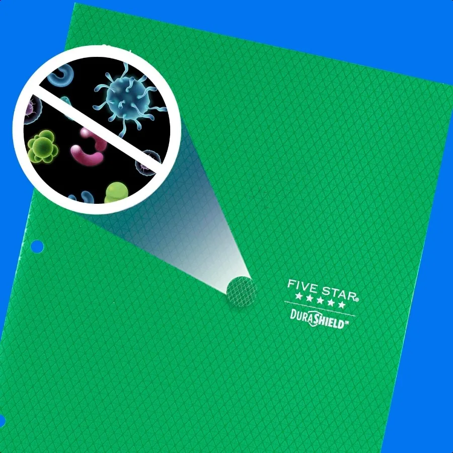 DuraShield المضادة للميكروبات 2 جيب StayPut المجلدات البلاستيكية 4 عبوات تحمل 11 × 81 2 لون قد يتغير 330010