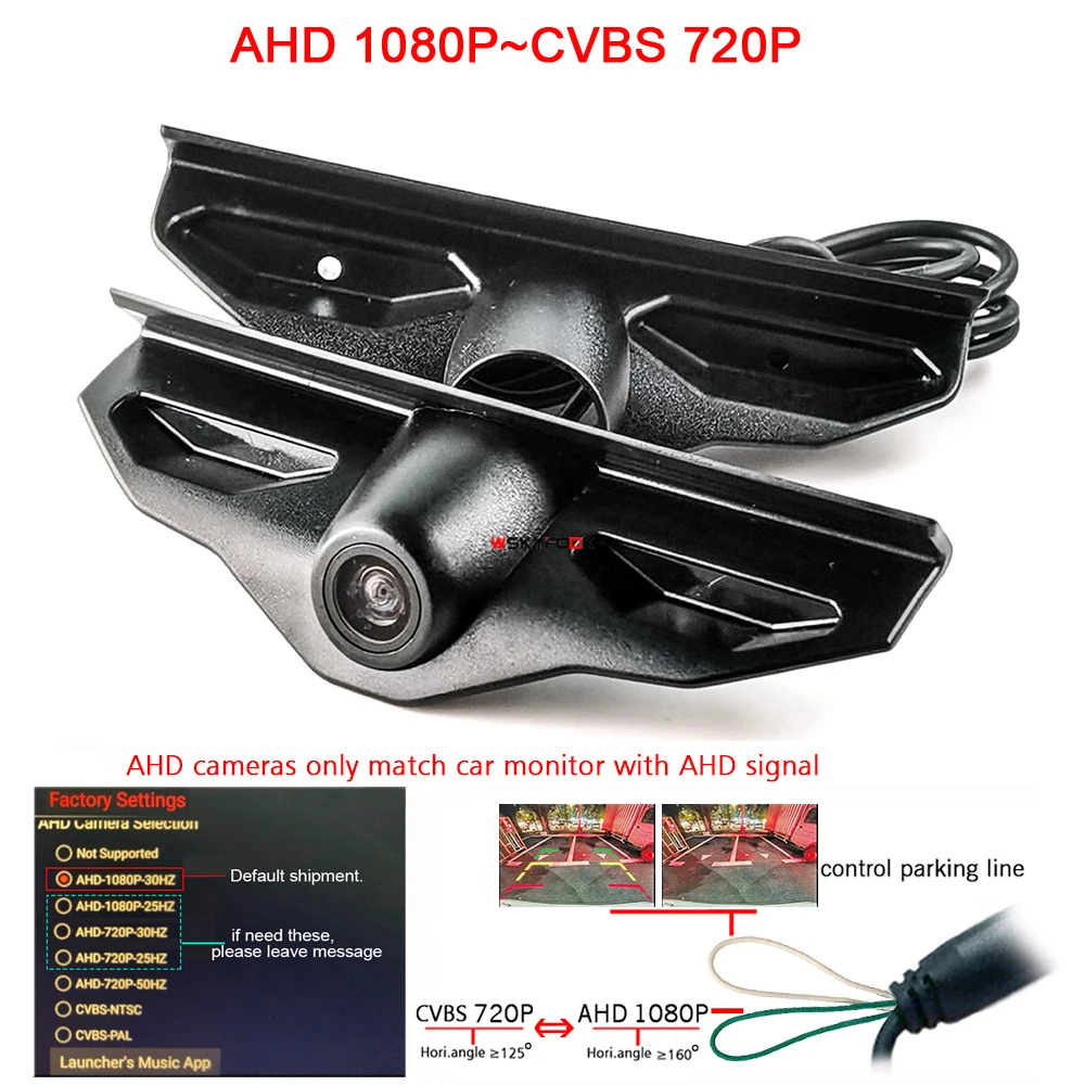 

1920*1080P AHD 180deg fisheye car front brand camera for Subaru Forester 2013 2014 front grille positive view Camera 720P CVBS