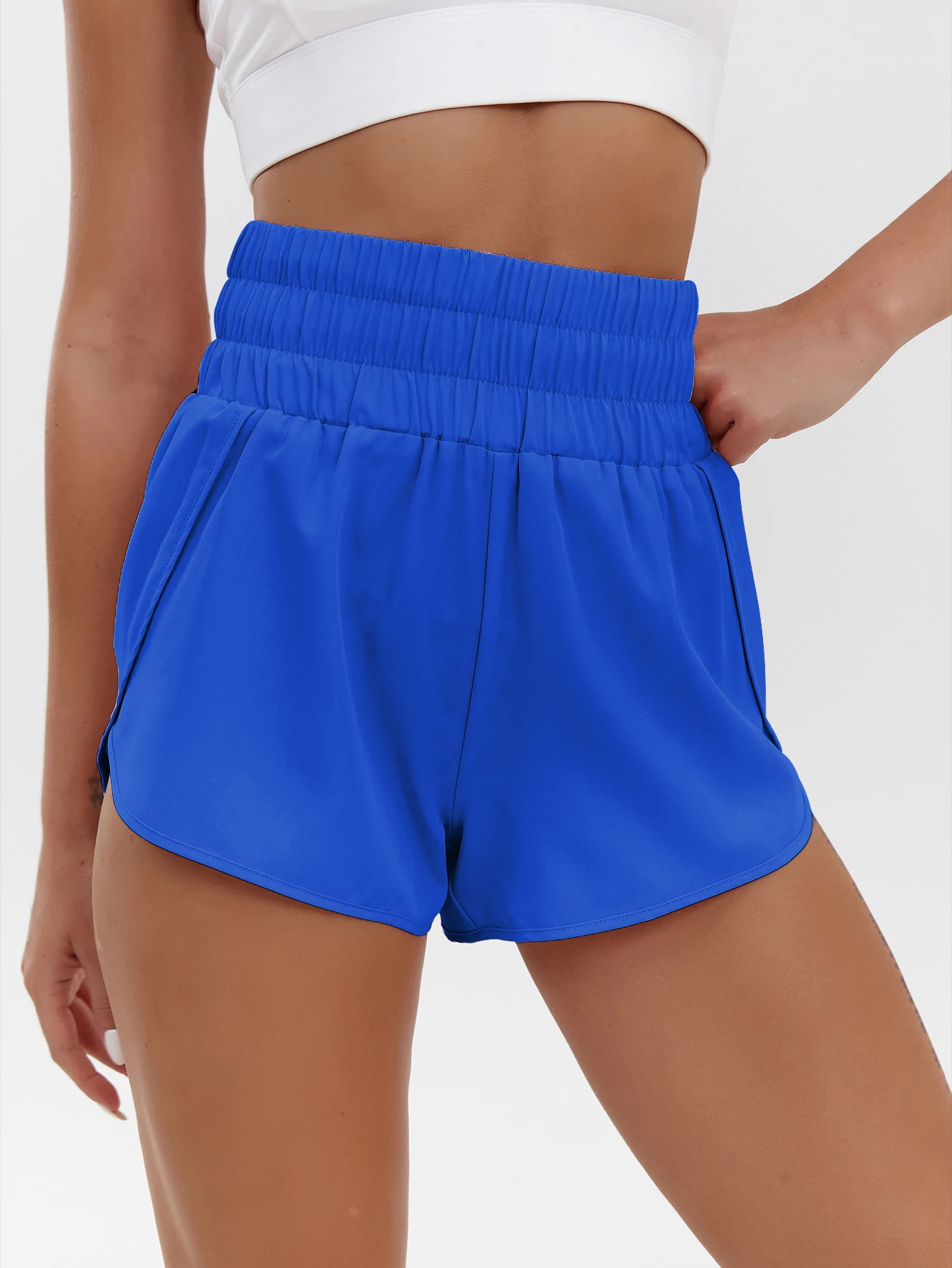 2025 Neue Europäische und Amerikanische Damen-Shorts mit Hoher Taille, Elastisch, Locker, Schnelltrocknend, Sport-Freizeitshorts, Atmungsaktive Hosen – Detail 18