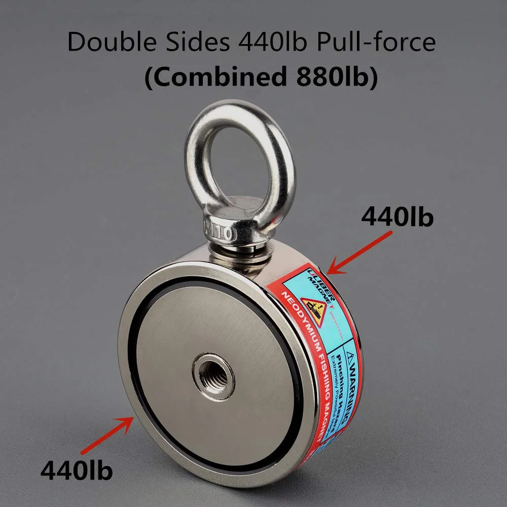 Imagem -03 - Double Sided Magnet Fishing Kit Ímãs de Neodímio Luvas de Garra de Corda Bolsa de pá de Plástico 300500kg