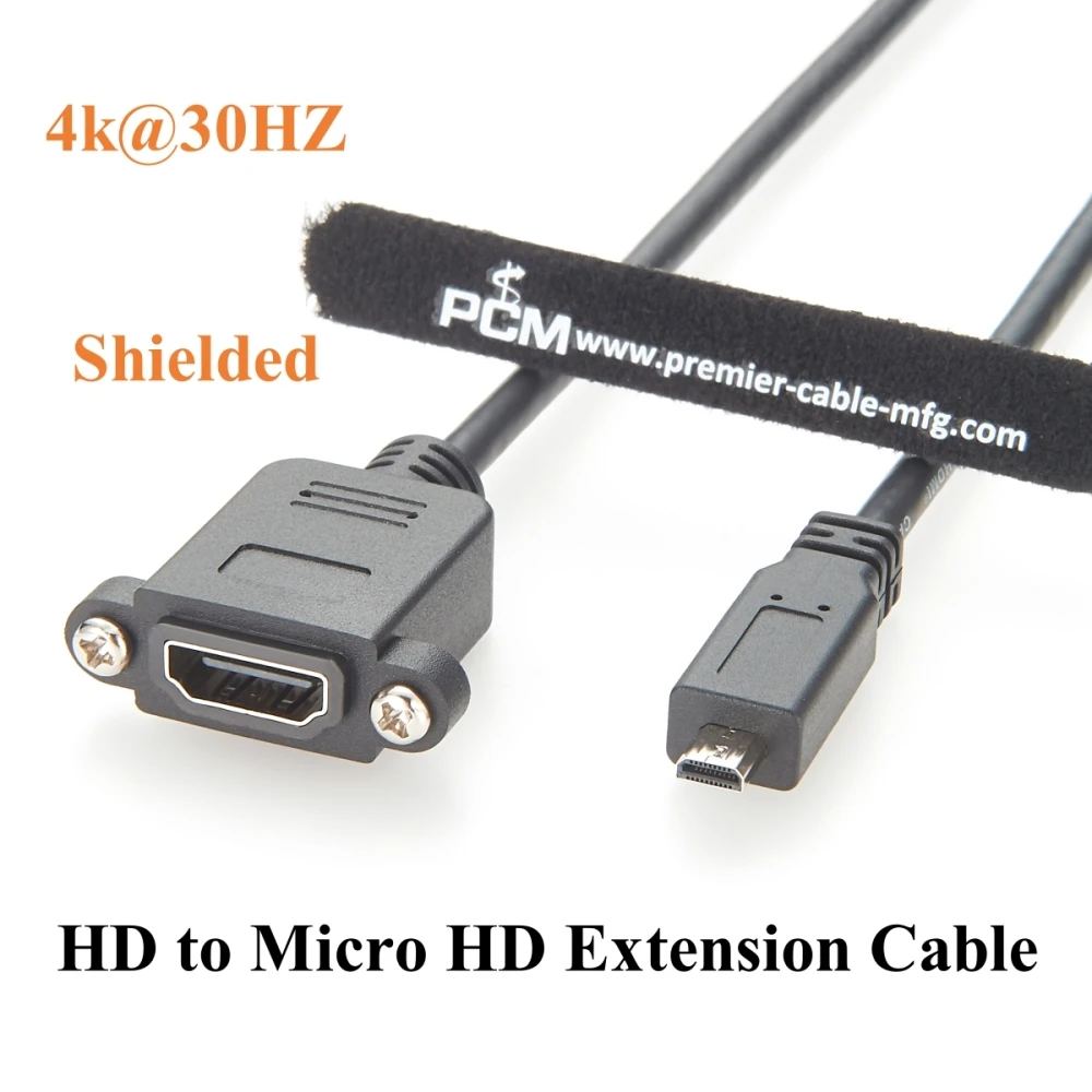 Screw Panel Mount HDMI 1.4 Female to Micro HDMI Male Extension Cable 4K@30Hz HDMI Type D Cable for Raspberry Pi, Camera, Monitor