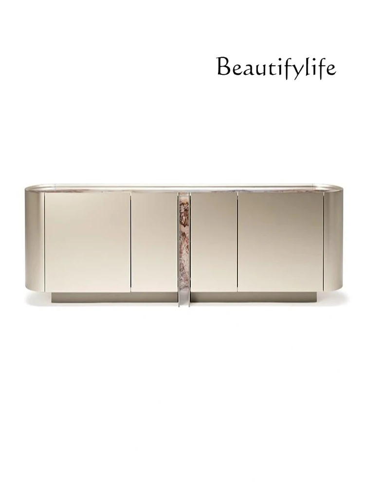 Italian light luxury restaurant marble rock slab side cabinet, high-end storage TV cabinet