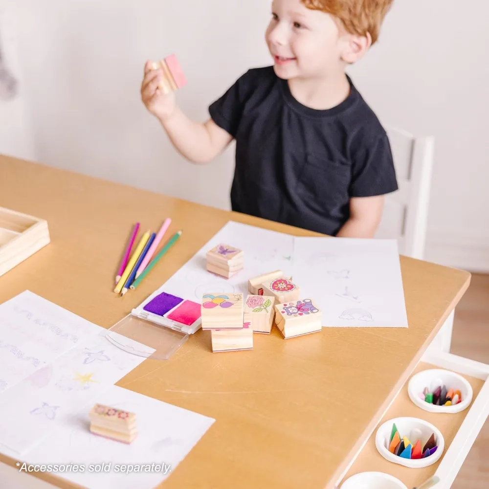 Wooden Art Table & Chairs Set - White - Kids Craft Table And Chairs, Children's Furniture